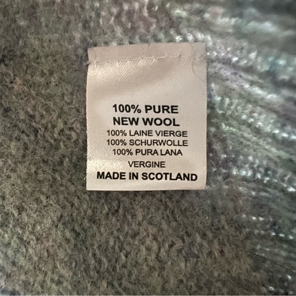 Bosie Pure New Wool Stripe Jumper Luxury Scottish Knitwear Size M Blue Grey - Picture 6 of 6